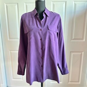 Chaus Plum Purple Silk Button Down Shirt